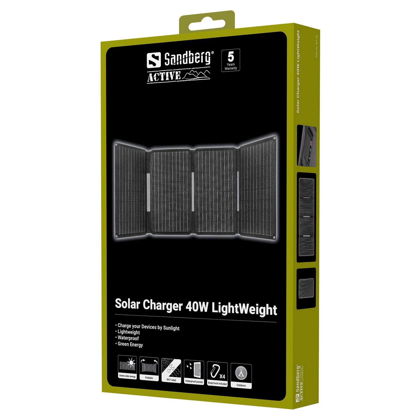 Panel Solar Sandberg Solar Charger 40W / 4x Panel / Monocrystalline / USB-C 30W / USB-A 24W / DC 40W / IP67 - Zezë - 7
