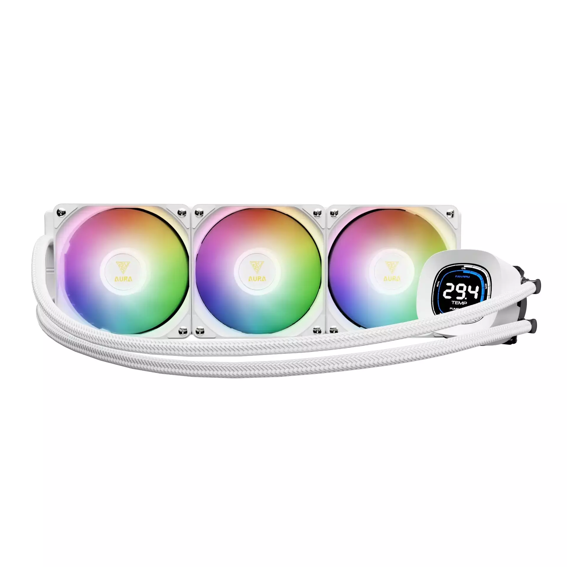 Ftohës për Procesor Gamdias Aura GL360 Digital / 360mm / 3x120mm / ARGB / Ekran 2.1" / AIO - Bardhë