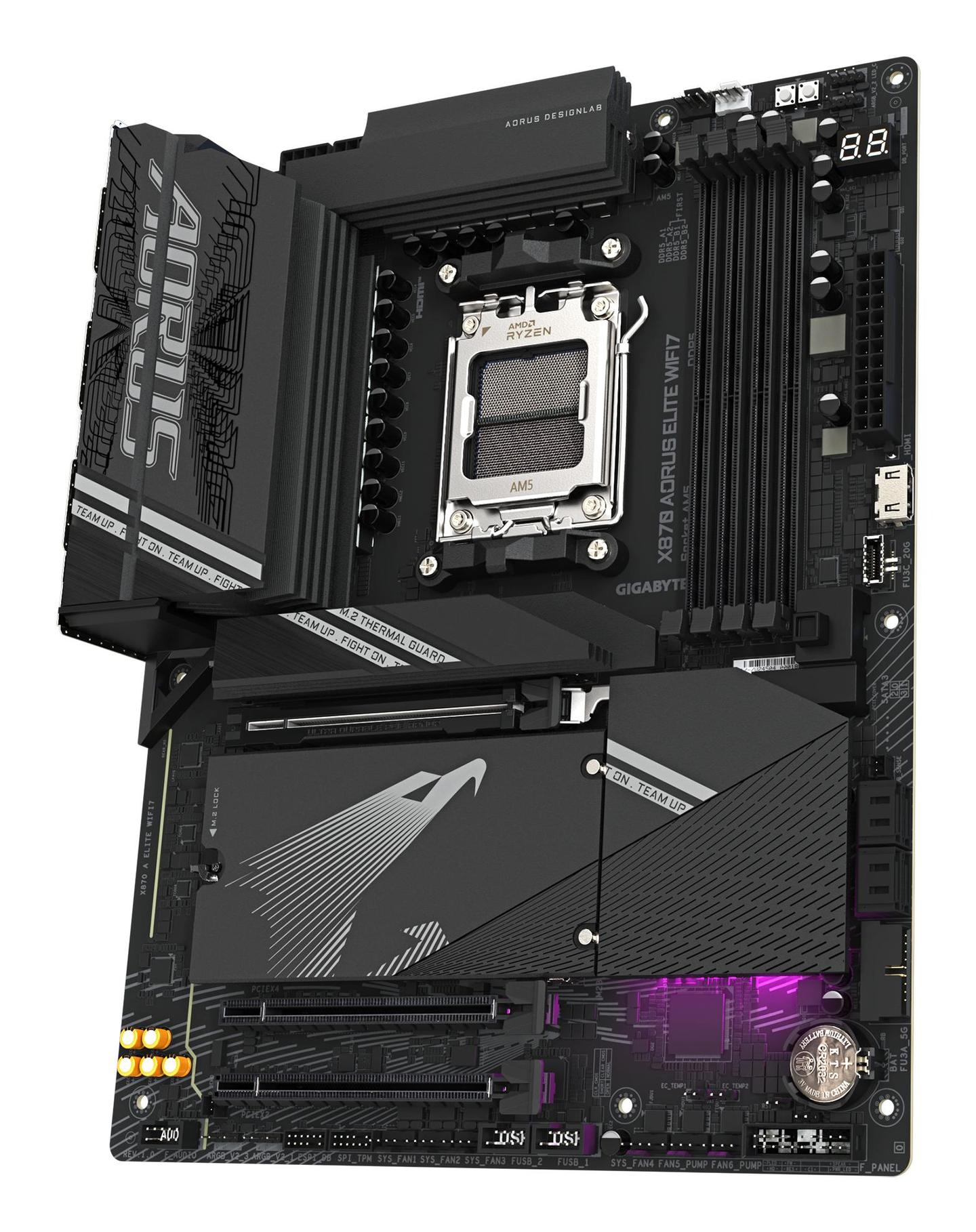 Pllakë Amë GIGABYTE X870 AORUS ELITE WIFI7 / AMD X870 / AM5 / ATX / DDR5 / PCIe 5.0 / Wi-Fi 7 / 2.5GbE - 2