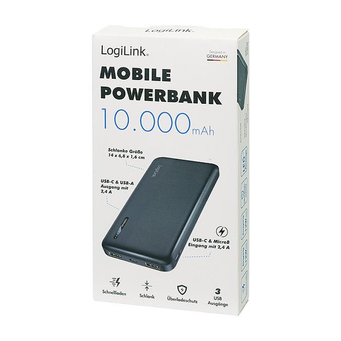 PowerBank LogiLink PA0338RF / 10000mAh / 2x USB-A / USB-C / 12W / Fast Charging - Zezë - 9