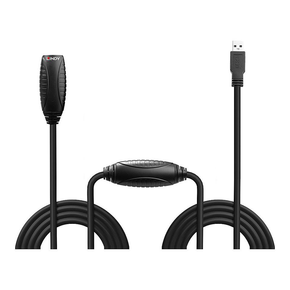 Kabllo USB LINDY 43156, USB 3.0, USB-A Mashkull në USB-A Femër, 5Gbps, 10m, Zgjatuese Aktive - Zezë - 2
