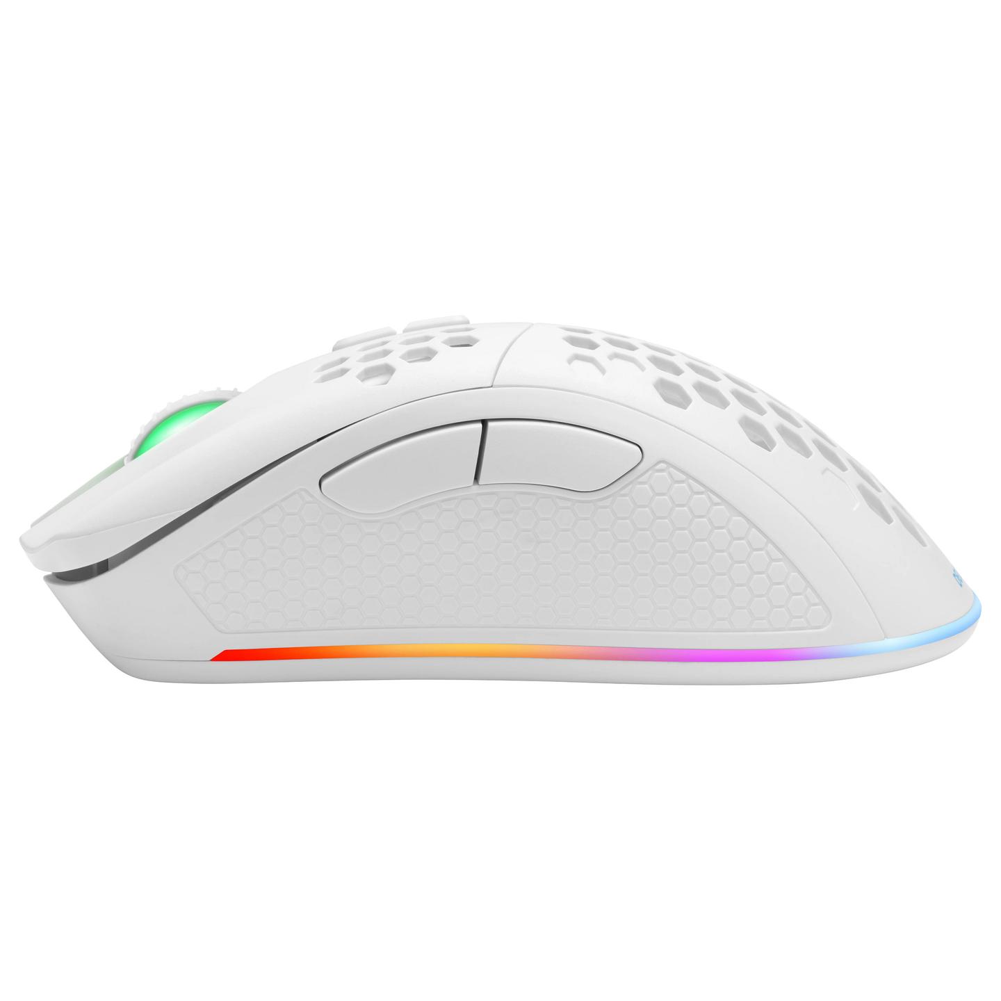 Maus Gaming Deltaco GAM-120-W / Wireless / SPCP6651 / 6400 DPI / 1000Hz / RGB - Bardhë - 3