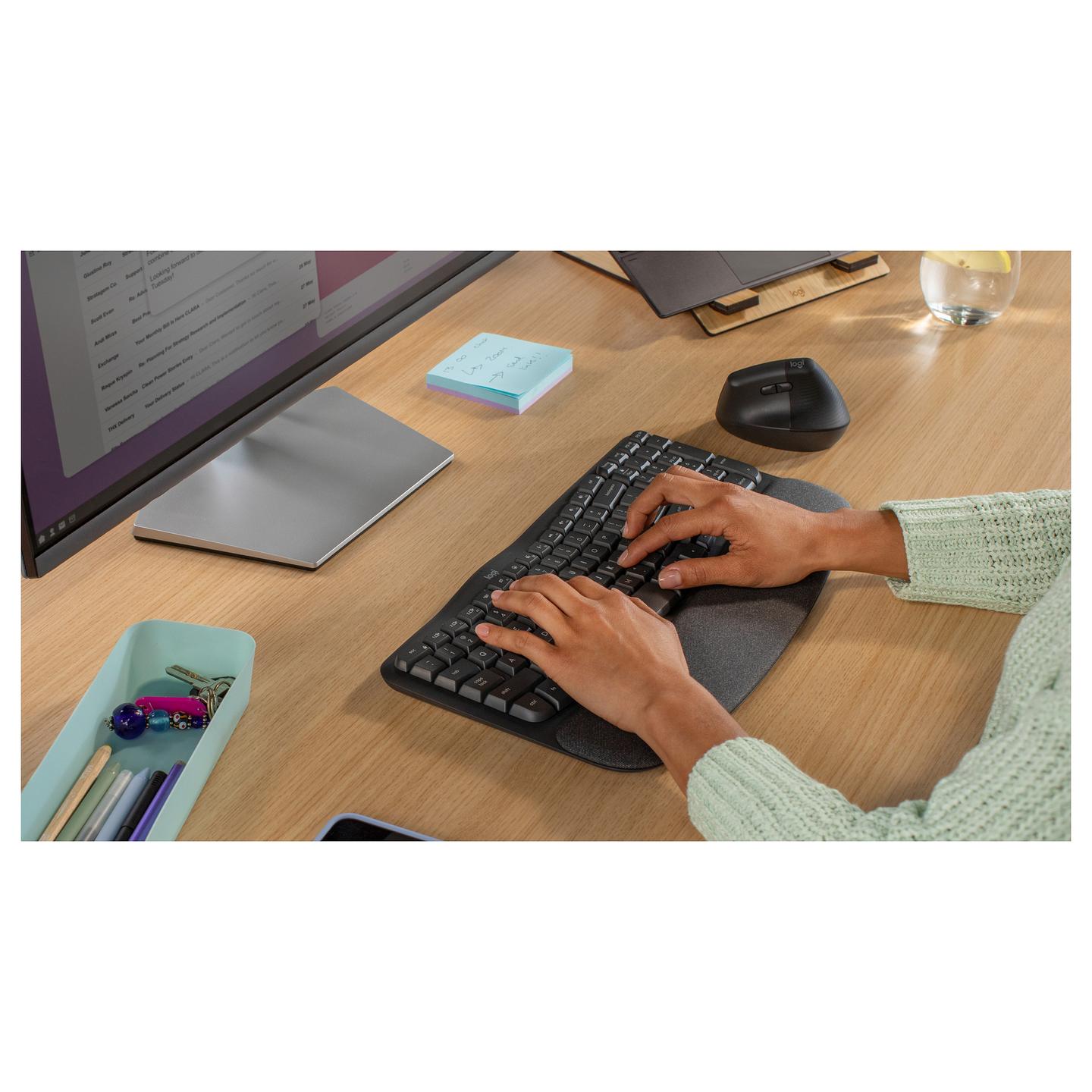 Tastierë pa Kabllo Logitech Wave Keys, Plunger, Full Size, Bluetooth + Logi Bolt 2.4GHz - Grafit - 8