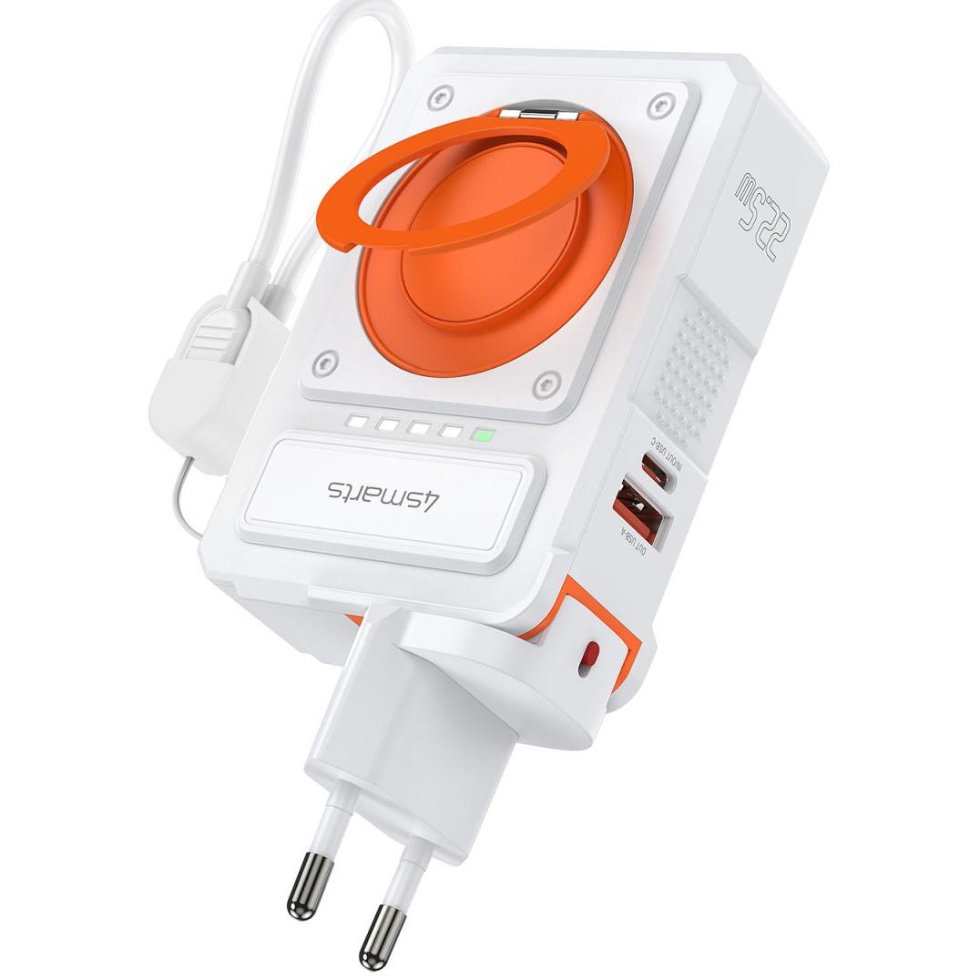 PowerBank 4smarts 6in1 Hybrid Charger / 10000mAh / USB-C 20W / USB-A 22.5W / Qi 15W - Bardhë - 5
