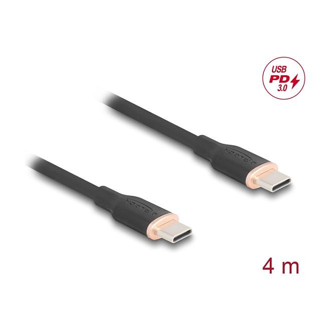 Kabllo USB DeLOCK 81240 / USB-C në USB-C / 4m / USB 2.0 / PD 60W / 480 Mbps / Silikon - Zezë - 2