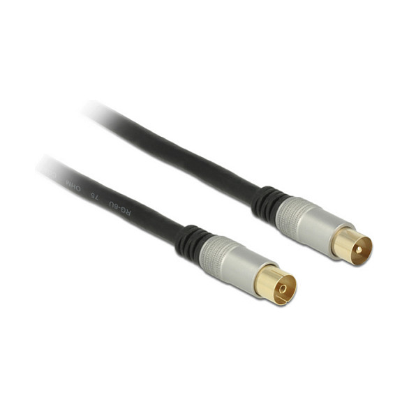 DELOCK IEC Antenna Cable Plug to Socket RG-6/U Quad Shield 2.00m Premium TV Cable - 1