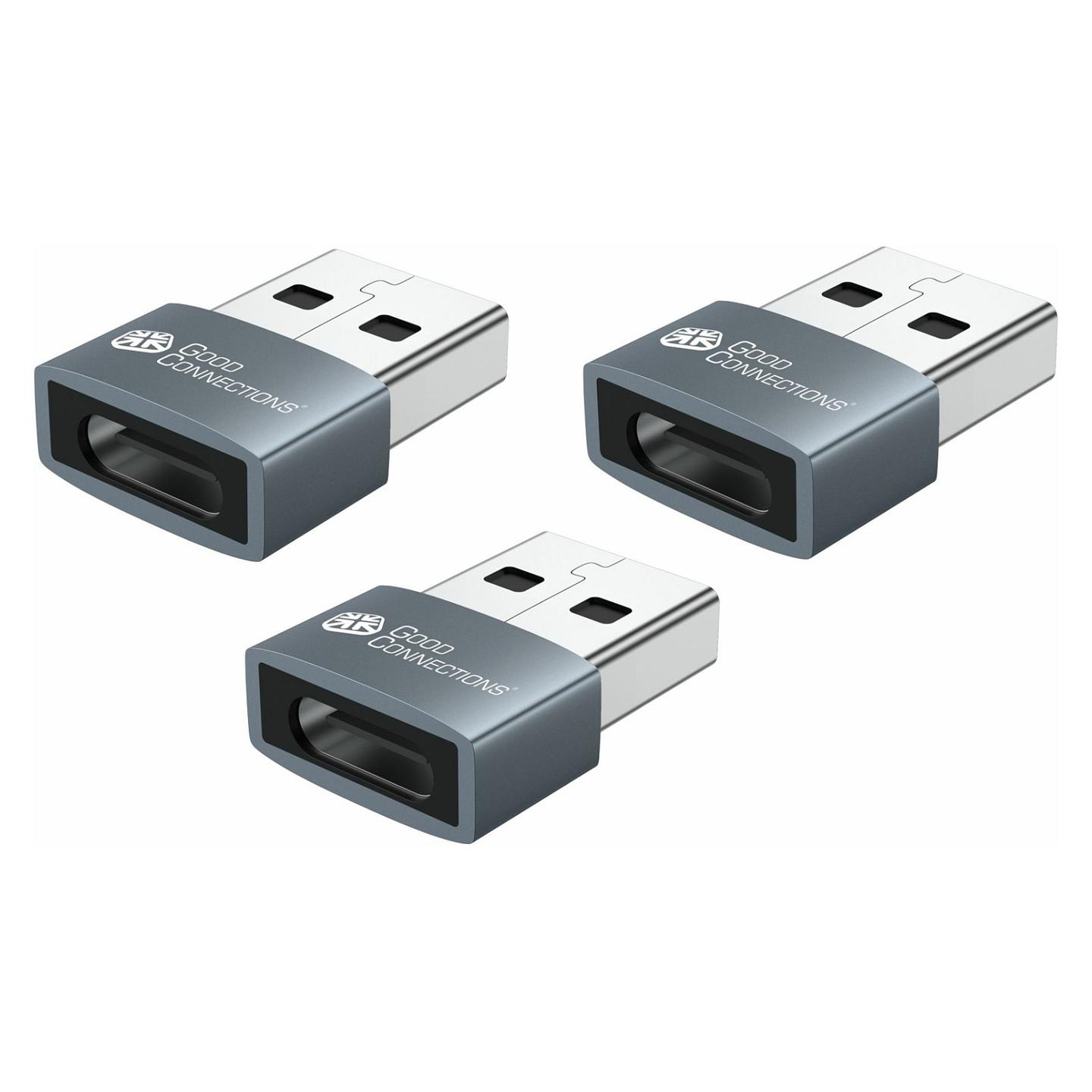 Adapter Good Connections USB-AD203-3, USB-A në USB-C, USB 2.0, 480Mbps, 3 copë - Hiri