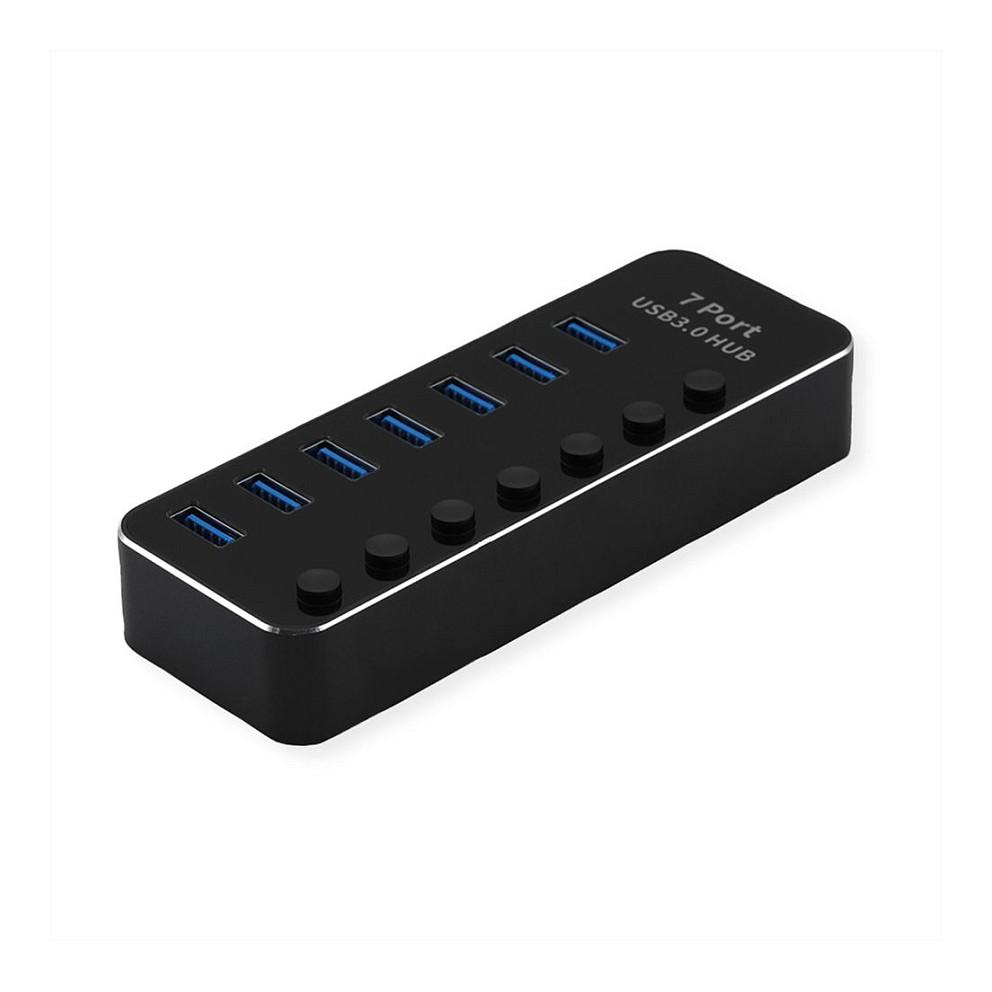 Hub ROLINE 14.02.5057, 7x USB-A, USB 3.2 Gen 1, 5Gbps, Ndërprerës Individual - Zezë