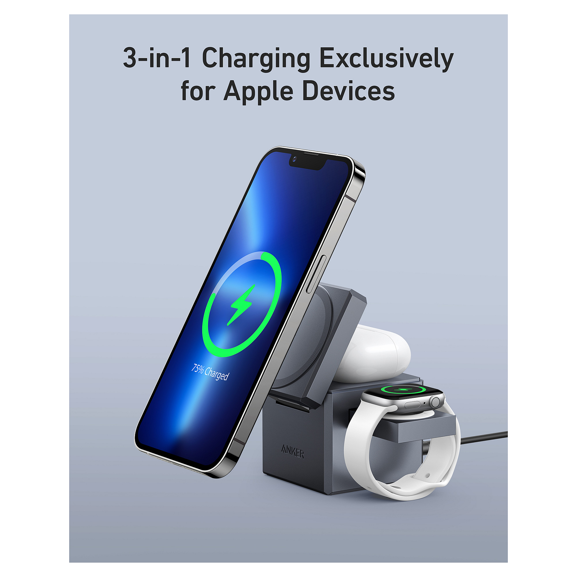Anker 3-in-1 Charge Cube MagSafe / Apple 15W – Gri - 4