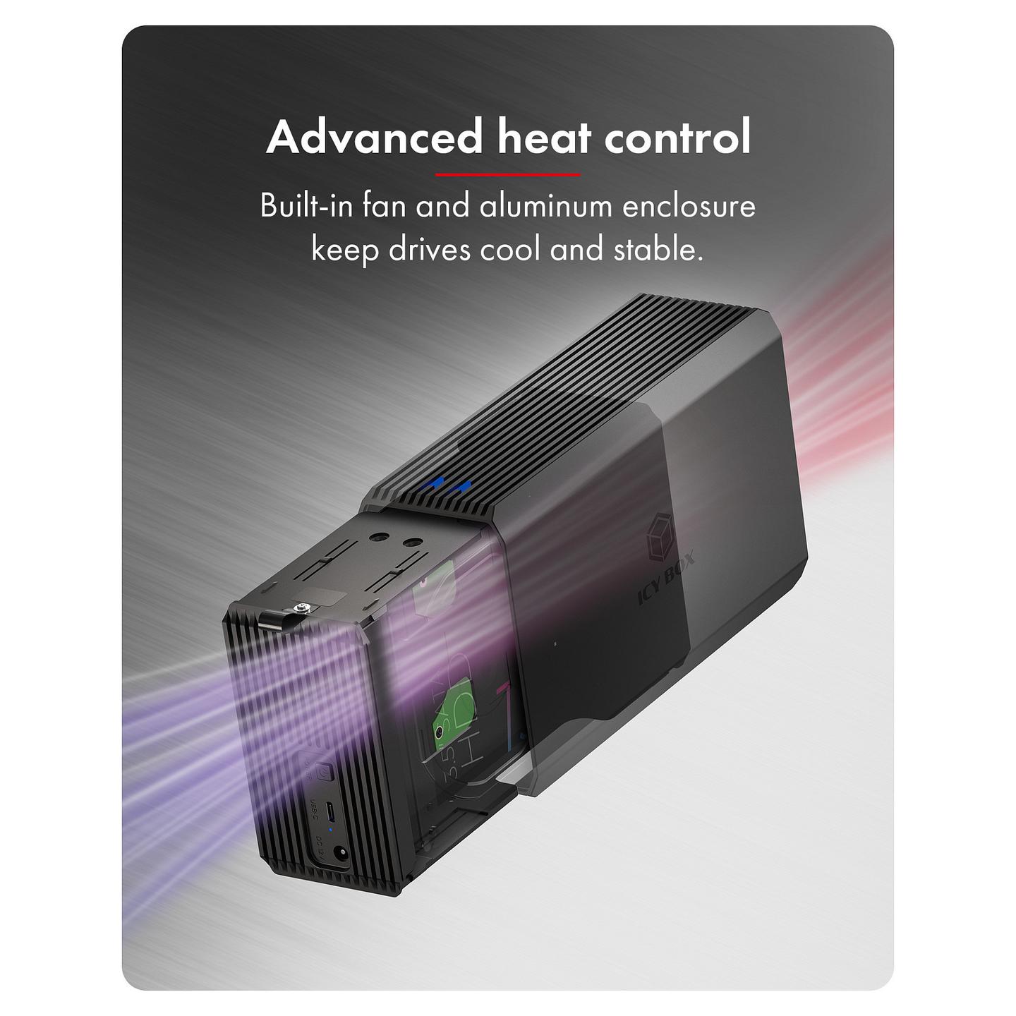 Këllëf për Disqe ICY BOX IB-RD3720-CU3 / 2.5"/3.5" / SATA II/III / RAID 0,1 / 5Gbps / USB Type-C - Zezë - 4