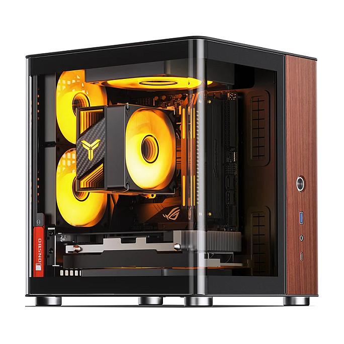 Kasë PC JONSBO TK-0 / Mini Tower / Mini-ITX / Tempered Glass / Wood - Zezë - 6