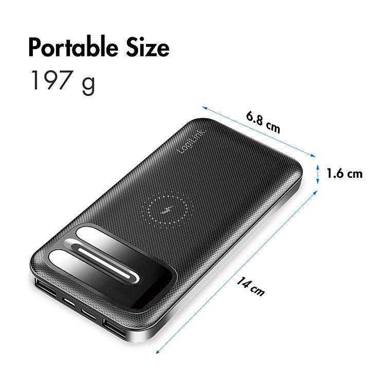 PowerBank LogiLink PA0305 / 8000mAh / 2x USB-A / Wireless 5W / USB-C / Micro USB / Magnet - Zezë - 7