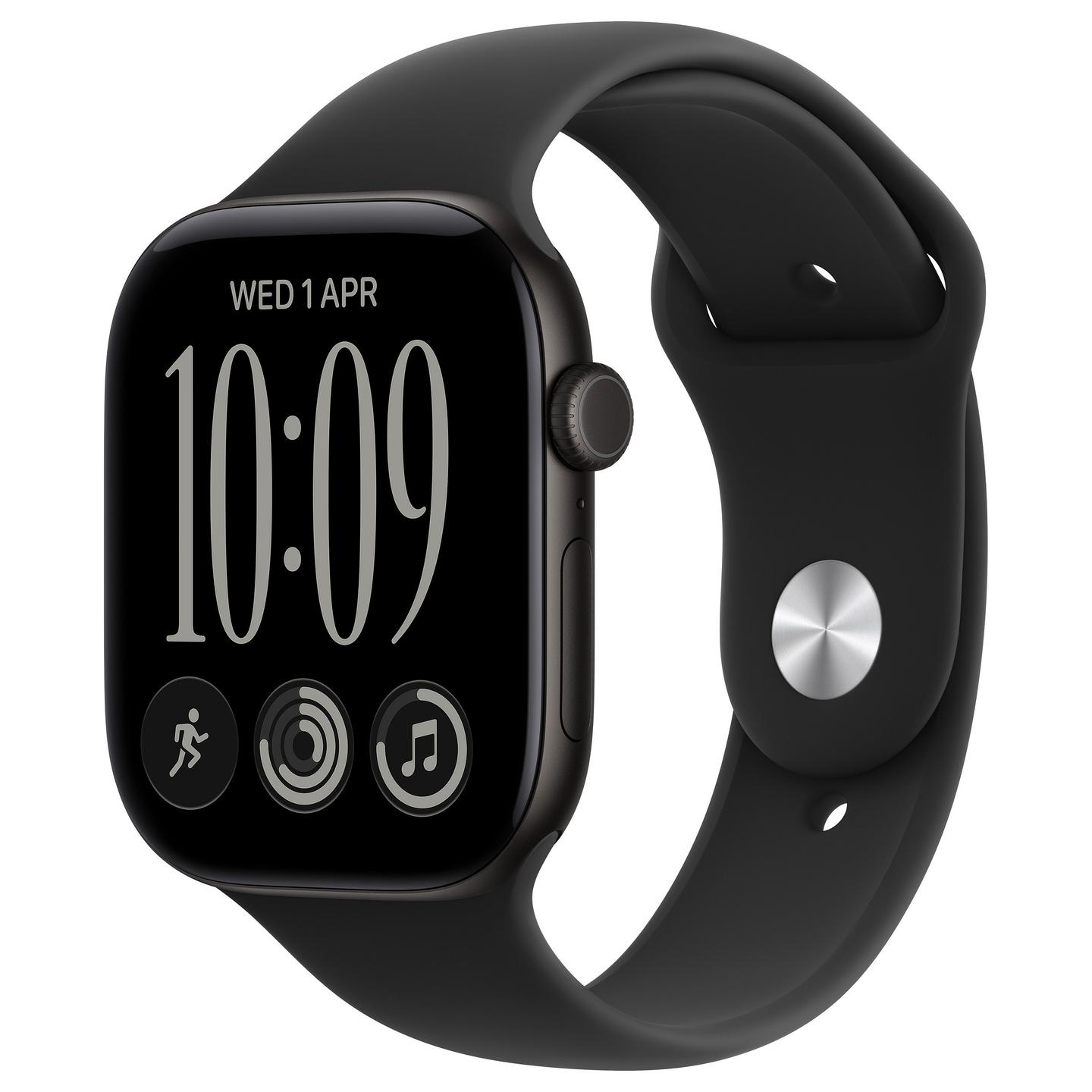Apple Watch Series 12, 46mm, GPS + Cellular, Black Aluminium, Black Sport Band - S/M