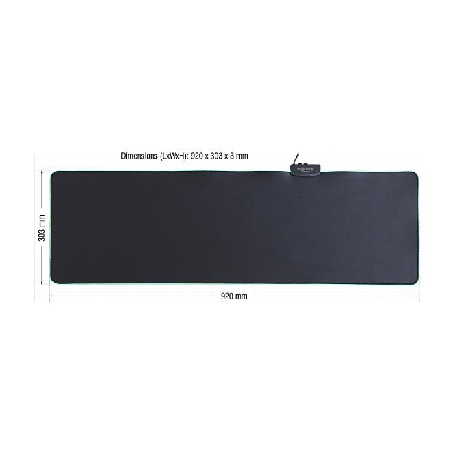 Mauspad USB DeLOCK 12555 / 920 x 303 x 3mm / Ndriçim 7 Ngjyra / Kabllo 2m - Zezë - 2