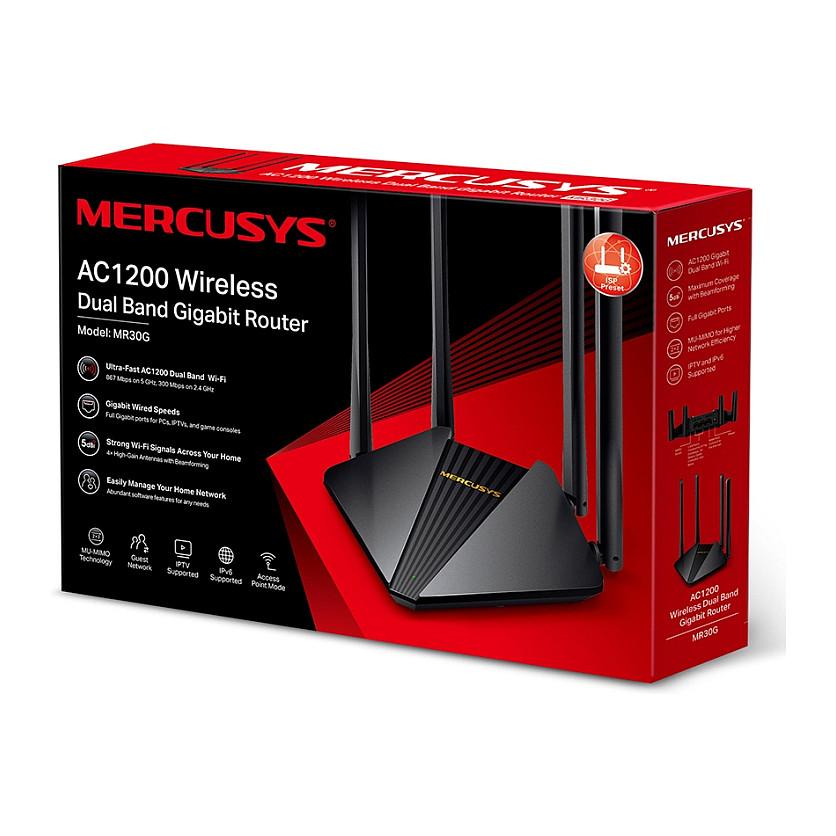 Ruter Mercusys MR30G, Wi-Fi 5 AC1200, Dual-Band, deri në 1200Mbps, 1× Gigabit WAN + 2× Gigabit LAN, MU-MIMO, Beamforming - Zezë - 4