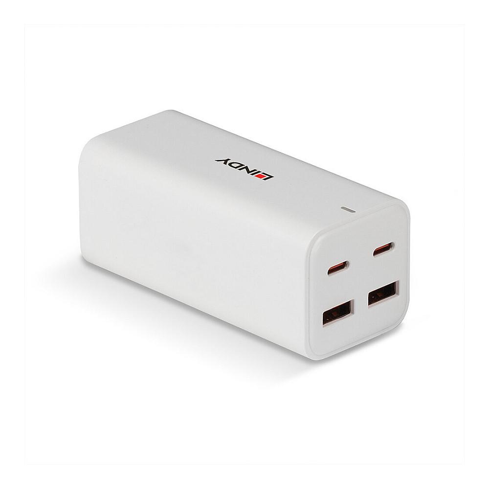 Adapter Lindy 73441 / GaN / 100W / 2x USB-A / 2x USB-C / Fast Charging / 1.5m - Bardhë