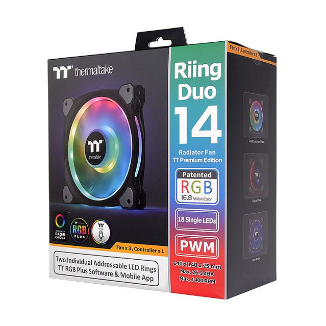 Ftohës për Kasë Thermaltake / Riing Duo 14 RGB / 3 Pack / 140mm – Zezë - 7