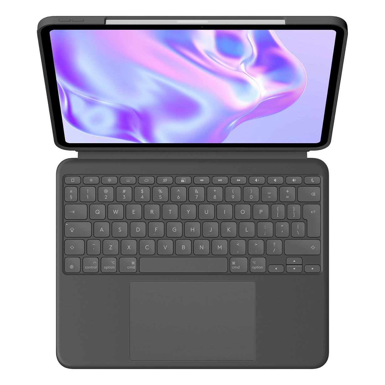 Tastierë me mbështjellëse Logitech Combo Touch për iPad Pro 11", me trackpad, taste me ndriçim, Smart Connector – Gri