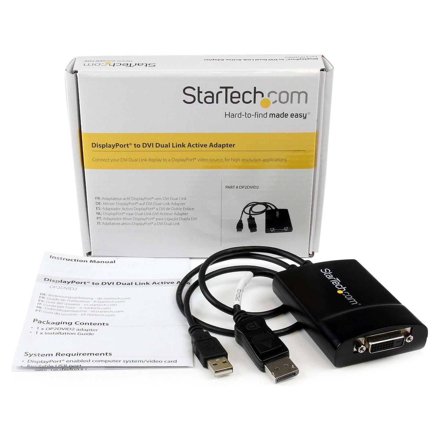 Kabllo DisplayPort StarTech.com DP2DVID2 / DisplayPort në DVI-D / Dual-Link / 2560×1600 60Hz - Zezë - 5