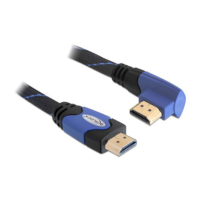 Kabllo HDMI DELOCK / HDMI-A Plug → HDMI-A Socket / Left-Angled / 2m - Blu - 1