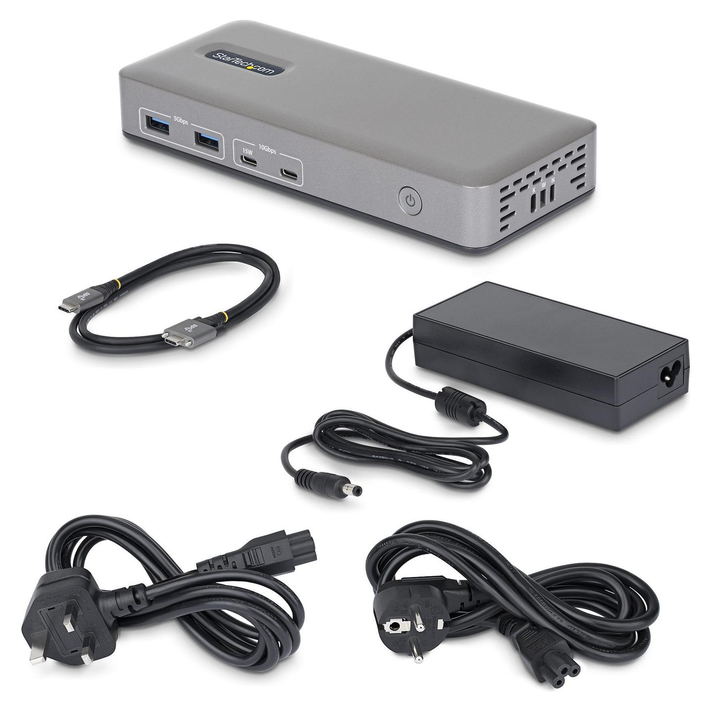 Docking Station StarTech 201UE-USBC-DOCK, USB-C, 2x DisplayPort 4K@60Hz, Gigabit Ethernet, 100W PD - Gri - 2