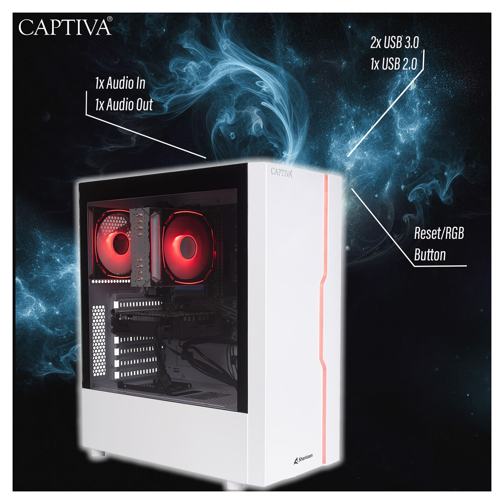 Kompjuter Gaming Captiva Advanced Gaming R92-912 / AMD Ryzen 7 5700X / 32GB DDR4 / 1TB / RTX 5060 8GB - Bardhë - 5