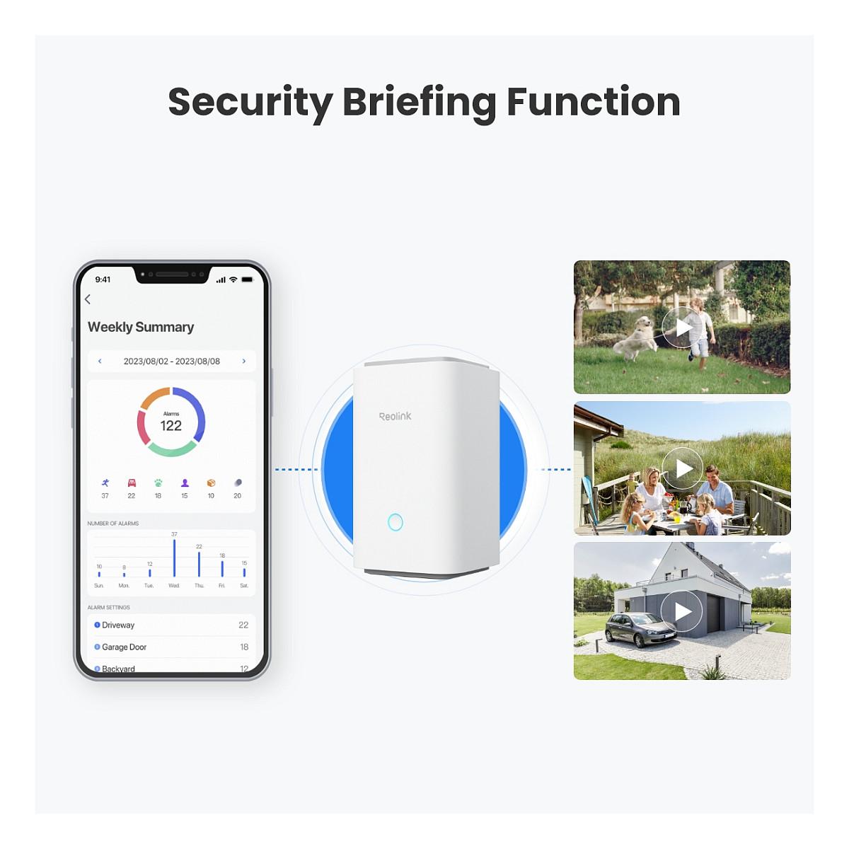 Sistem Sigurie Reolink Hub 1 + 2 × Argus Series B310, 3MP, 4 mm, 115°, Wi-Fi, IR, Color Night Vision, Bateri, IP65 - Bardhë - 5