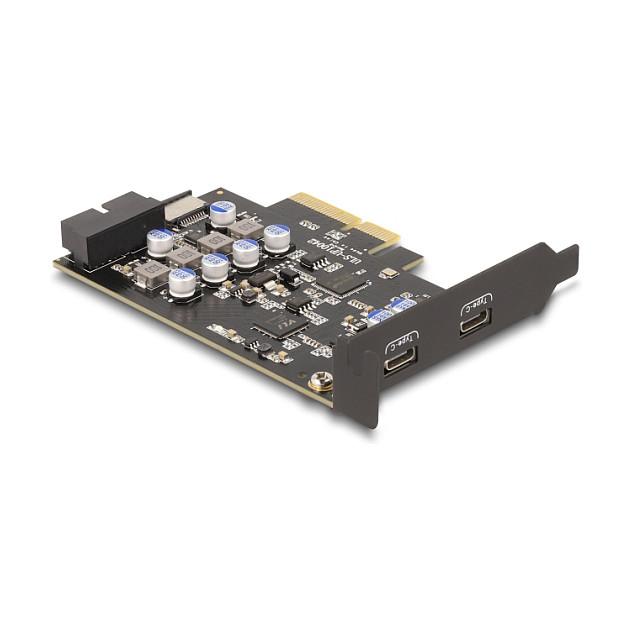 Kartë Zgjerimi Delock 90345, PCI Express 3.0 x4, 2x USB-C + 1x USB Type-E + 1x USB 19-Pin, 10Gbps, ASM3142 + VL822, Low Profile - 3