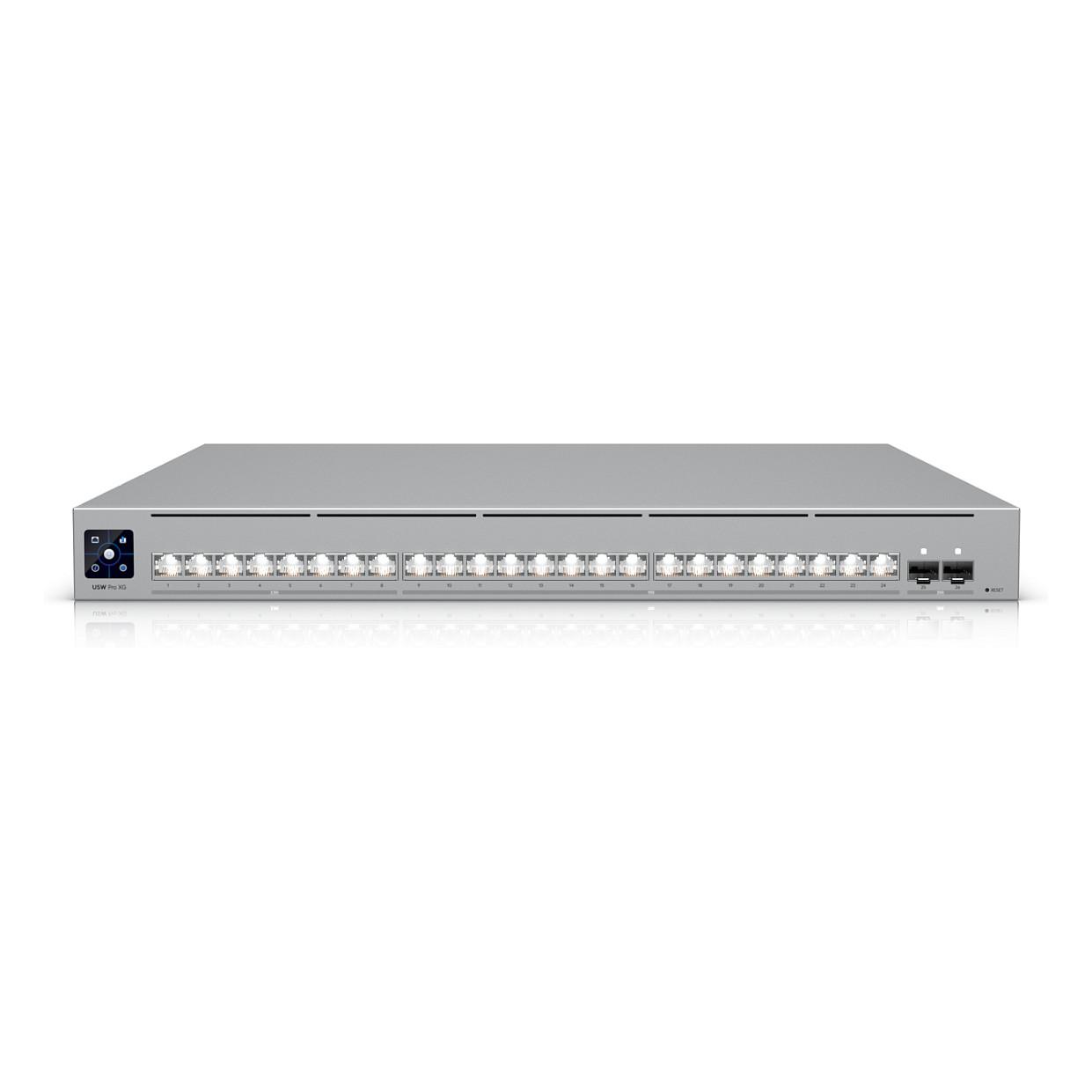 Switch Ubiquiti UniFi Pro XG 24, 16x 10GbE RJ45, 8x 2.5GbE RJ45, 2x SFP28 25Gbps, Layer 3, 460Gbps, Rack 1U - Hiri