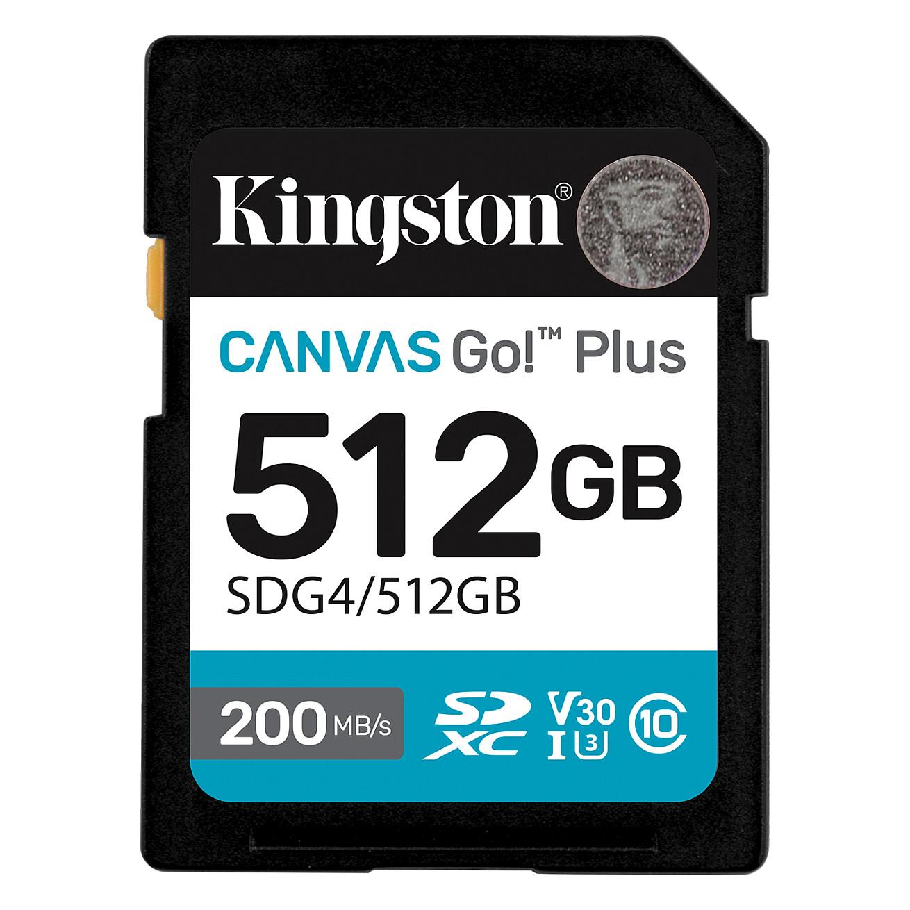 Kartë Memorie Kingston Canvas Go! Plus / 512GB / SDXC / UHS-I / U3 / V30 / Class 10 / 200MB/s Lexim / 160MB/s Shkrim - E zezë
