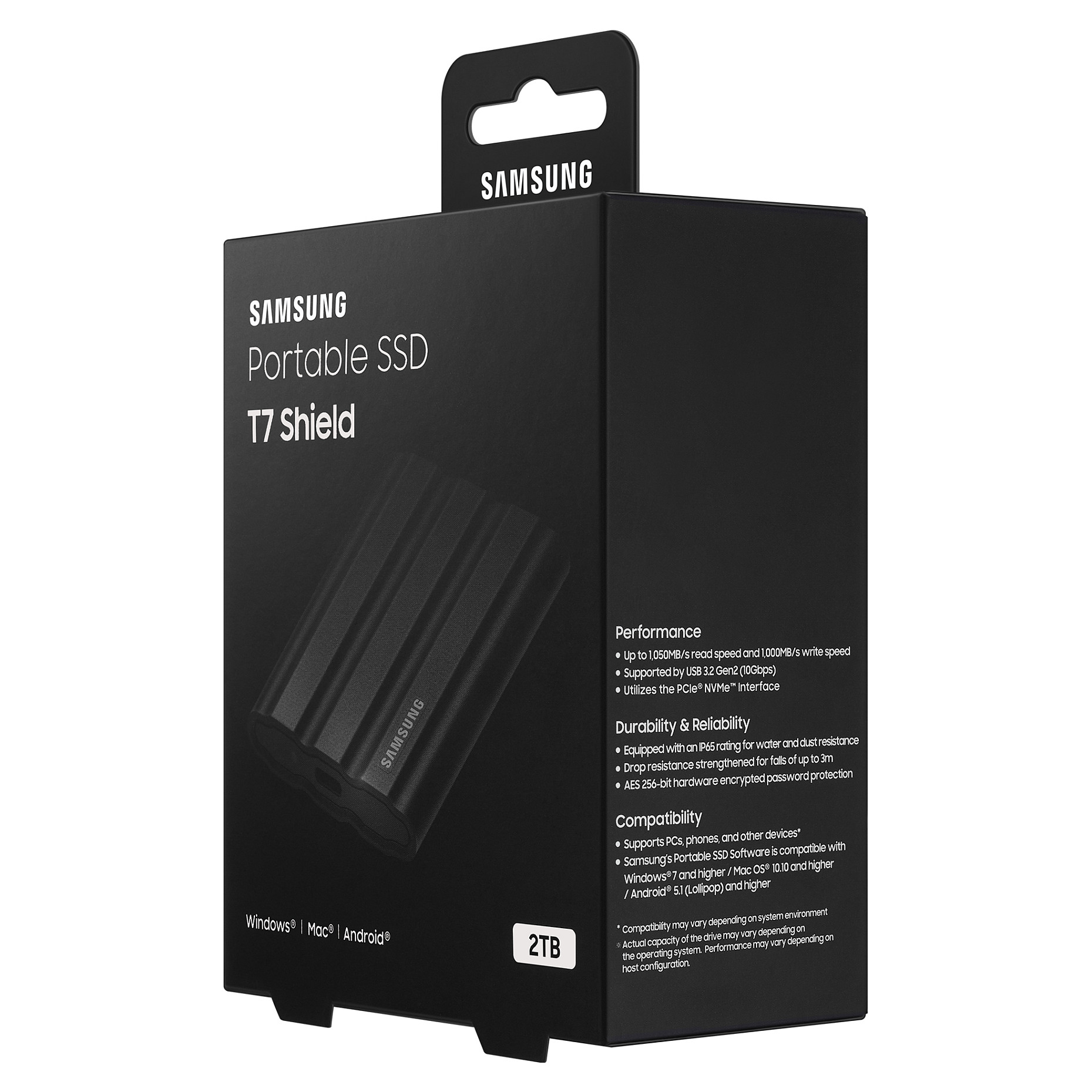 SSD e Jashtme 2TB Samsung Portable T7 Shield USB 3.2 Gen2 e zezë - 10