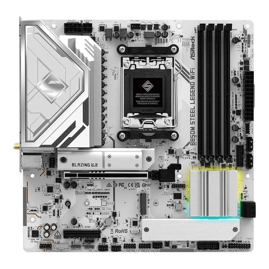 Pllakë Amë MB AMD ASRock B850M Steel Legend WiFi, AM5, B850, Micro ATX, DDR5, WiFi 7, 2.5GbE - 1