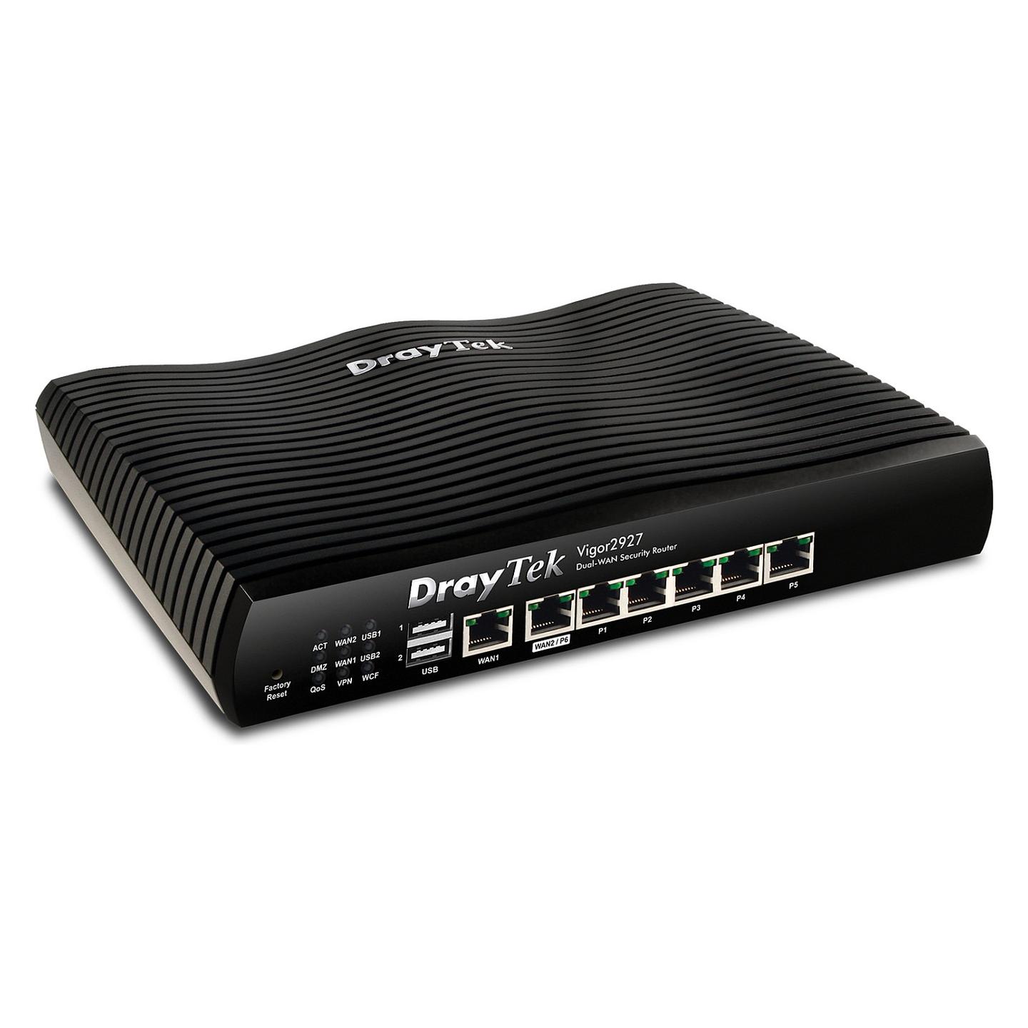 DrayTek Vigor2927, Ruter Profesional Dual-WAN, 2× Gigabit WAN/LAN + 5× Gigabit LAN, VPN, Firewall, Load Balancing, Failover – Zi