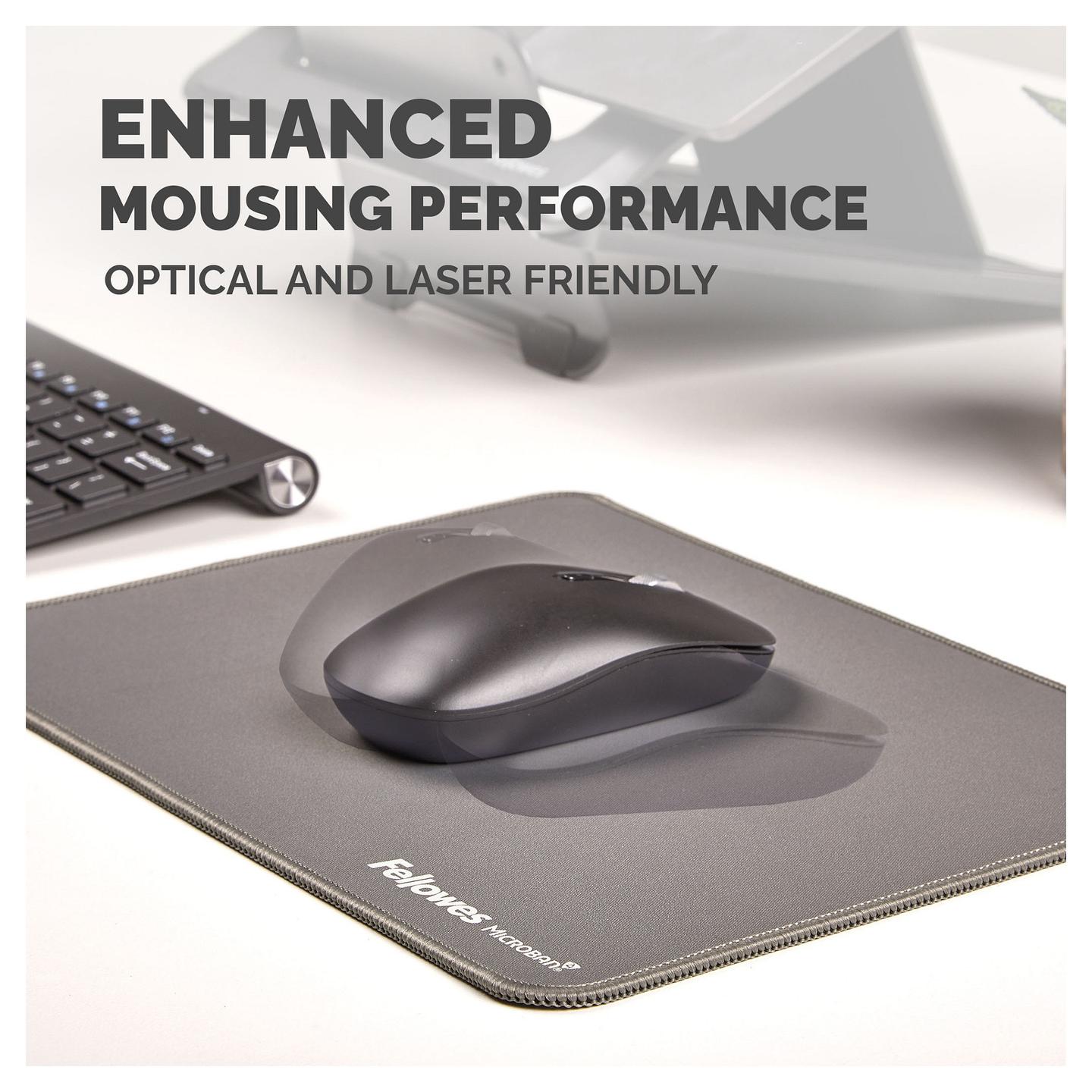Mauspad Fellowes Breyta XL / 280 × 210 mm / Microban / Bazë kundër rrëshqitjes – Gri - 6