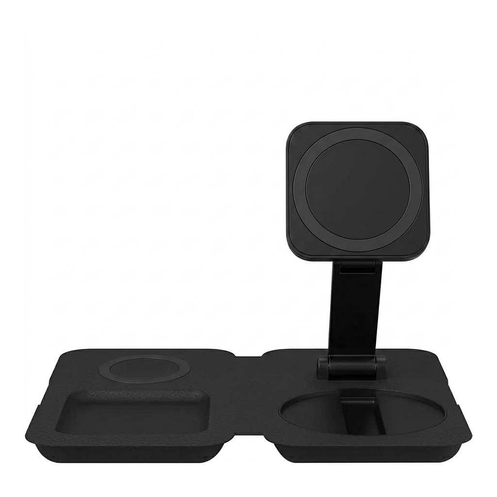 Karikues Nimble Fold / 3-në-1 / Qi2 / 15W / Për iPhone + Apple Watch + AirPods / Adapter 36w- Zezë
