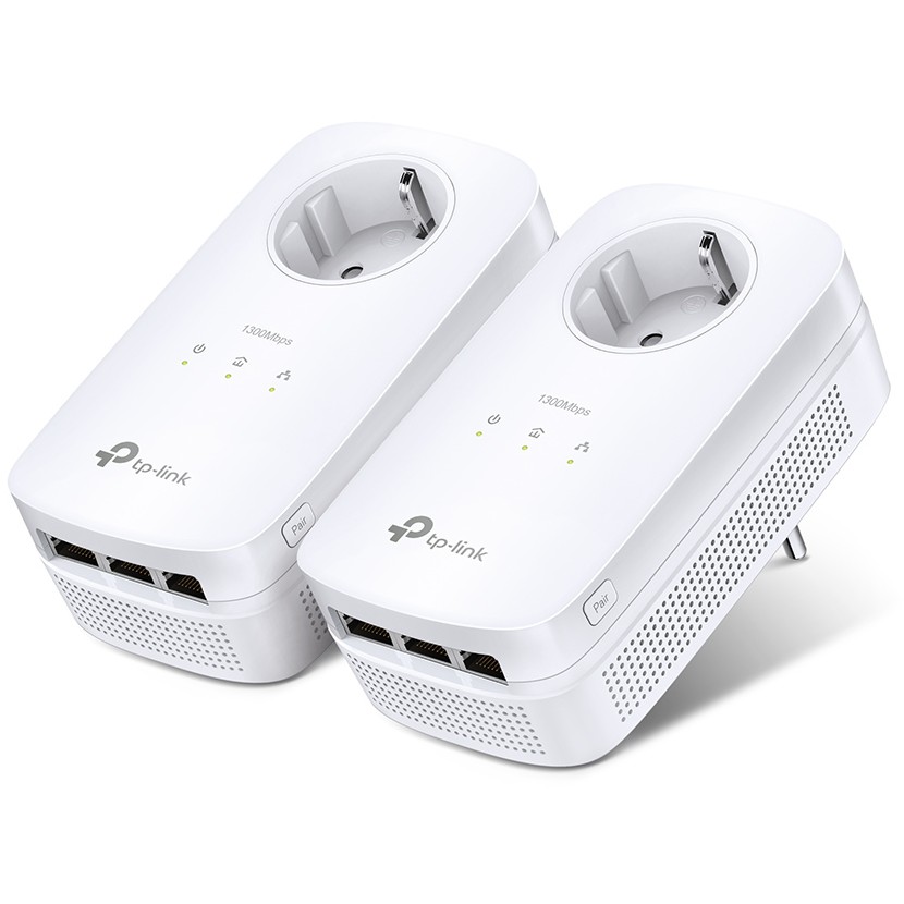 TP-Link TL-PA8030P KIT AV1300 Powerline AV2 1300Mbps 3-Port Gigabit Passthrough - 1