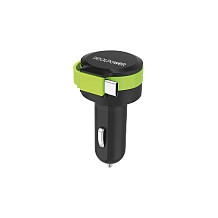 Adapter telefoni për veturë RealPower 257636 / 4.8A / USB-A + USB-C / Kabllo 0.58m – Zezë/Gjelbër - 3