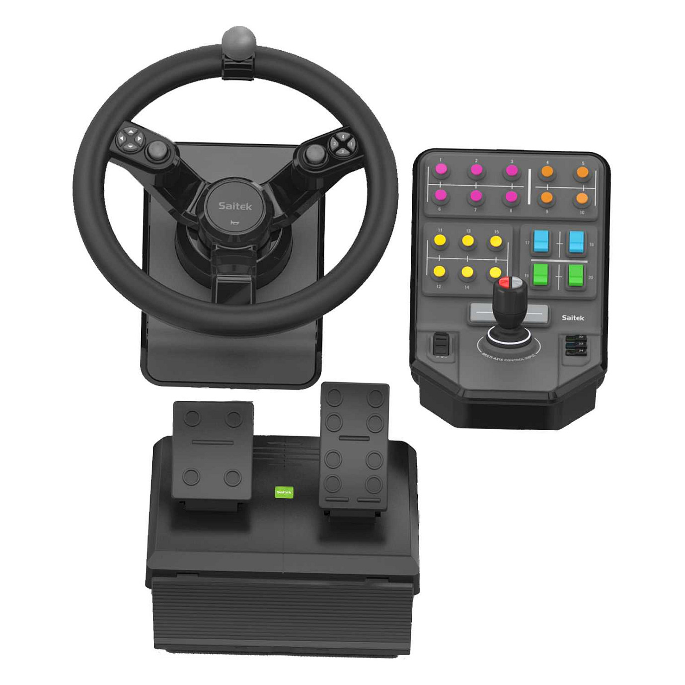 Set Timon & Kontroller për Simulator Bujqësie – Logitech G Saitek + Panel Kontrolli me Butona & Levë - 1