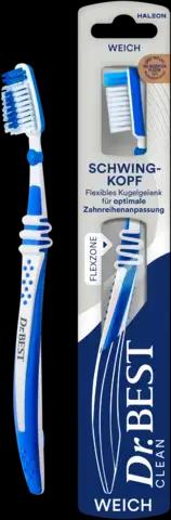 Furçë Dhëmbësh Dr.Best Classic Schwingkopf / Soft / Për të Rritur / 1 Copë - Bardhë/Blu