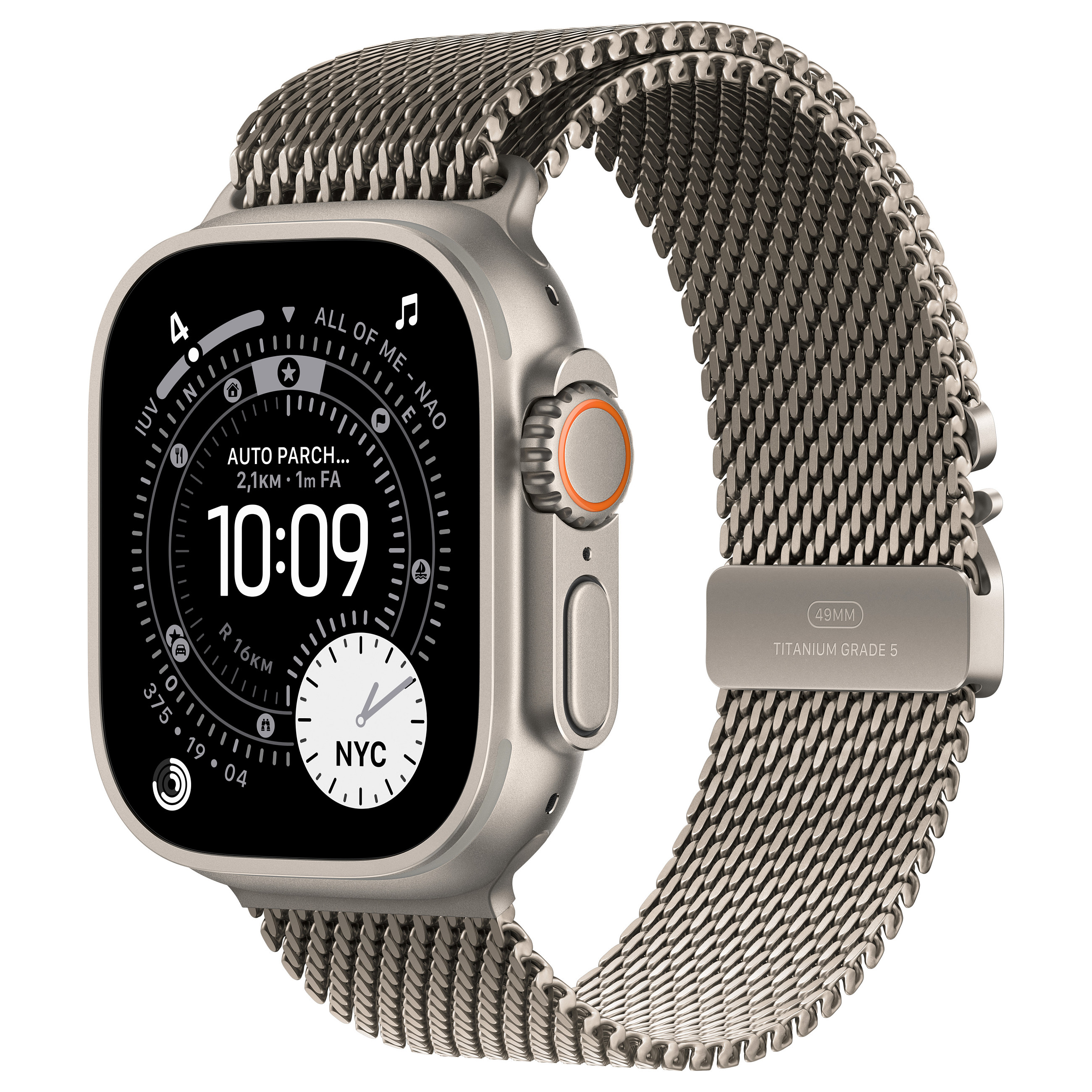 Apple Watch Ultra 3 / GPS + Cellular / 49mm / Natural Titanium Case with Natural Titanium Milanese Loop – Large