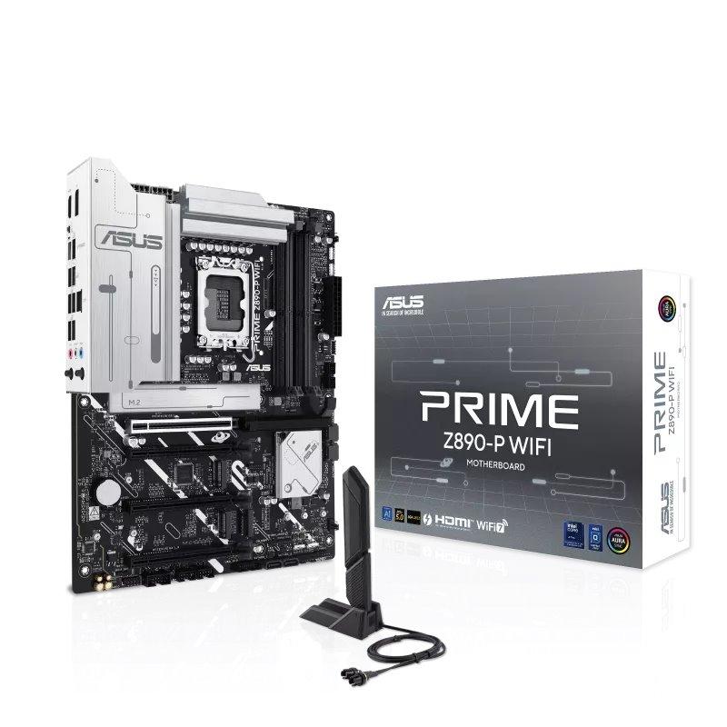 Pllakë Amë ASUS PRIME Z890-P WIFI, Z890, LGA1851, ATX, DDR5, PCIe 5.0, Wi-Fi 7, 4x M.2 - Zezë/Bardhë