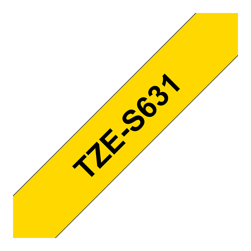 Label Brother TZe-S631 Laminated Tape Original / 12mm x 8m / Extra Strength Adhesive– Zezë / Verdhë - 1