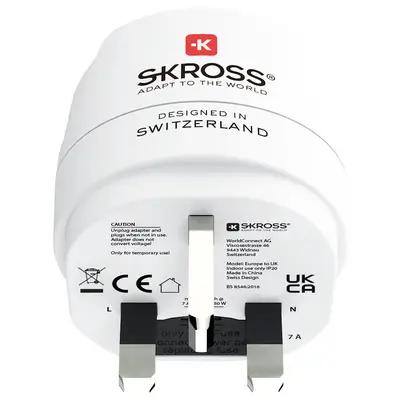 Adapter Udhëtimi SKROSS Country Adapter Europe to UK 1.500230-E / Type C & F në Type G / 13A / 100-250V / 3250W – Bardhë - 3