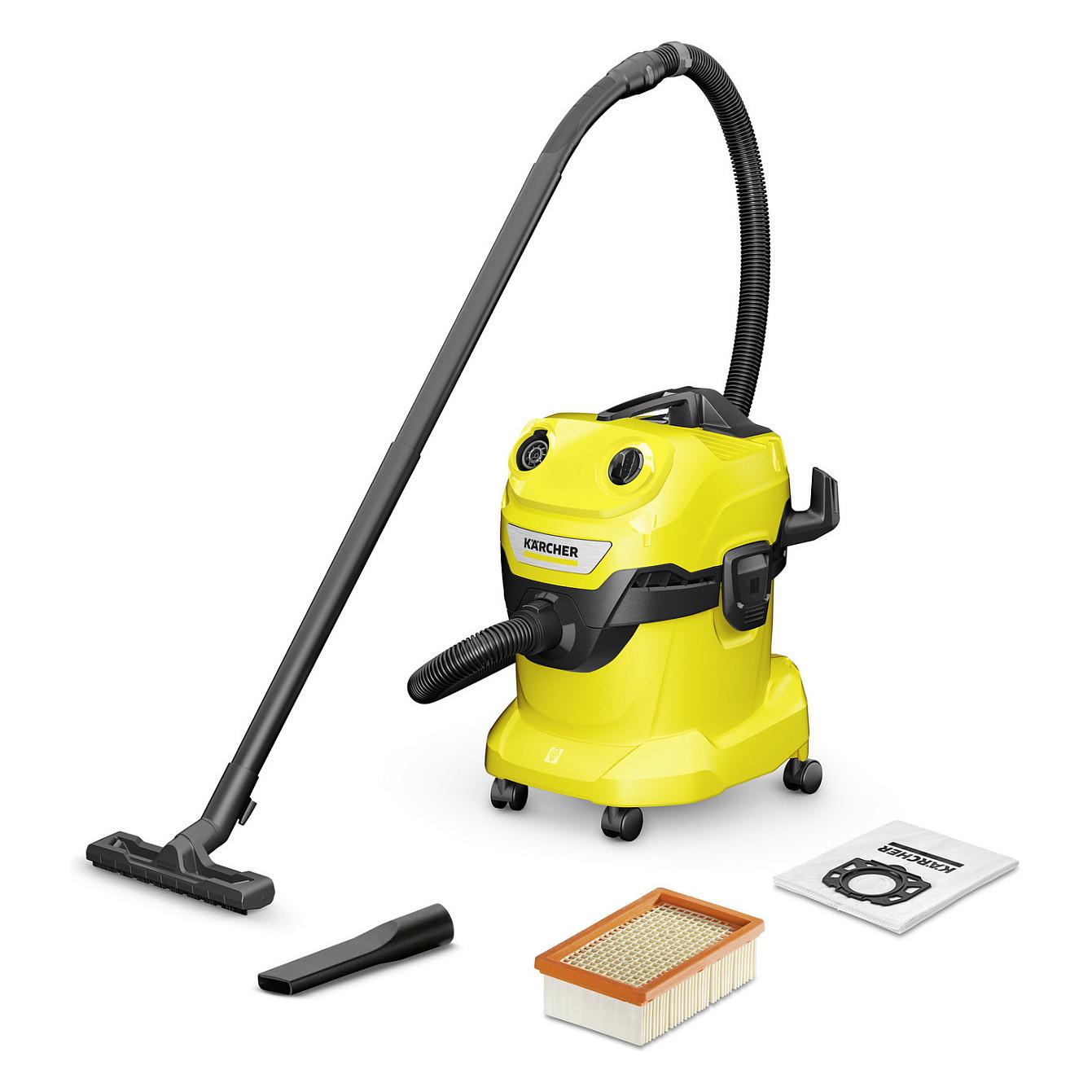 Fshesë me Vakum Kärcher WD 4 V-20/5/22 / Wet & Dry / 1000W / 20L / 5m - Verdhë/Zezë - 1