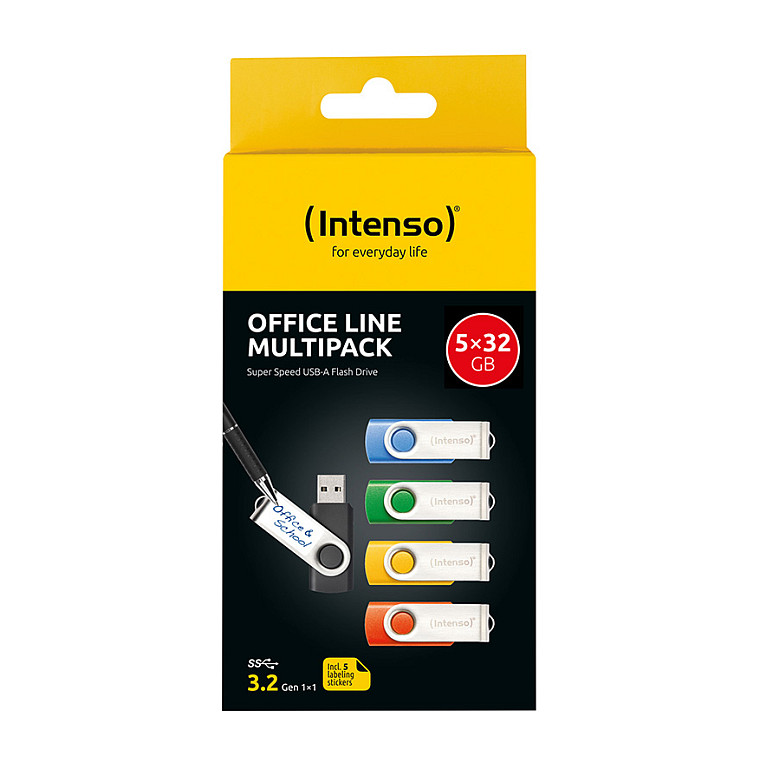 Flash Drive USB  Intenso Office Line Multipack x5 Assorted Colors / 32GB / USB 3.2 - 2