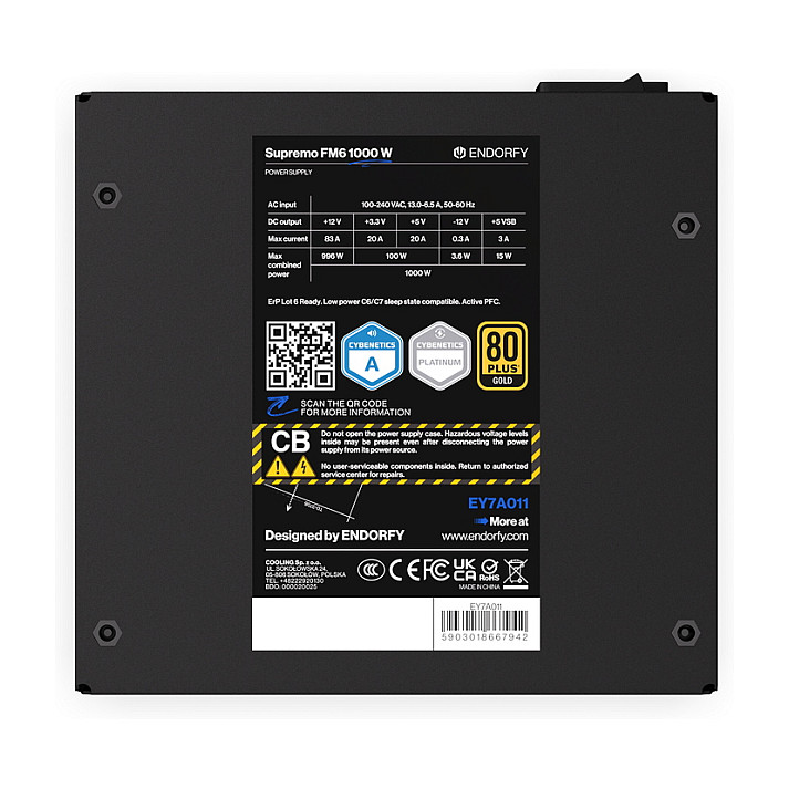 Furnizues Energjie Endorfy Supremo FM6 / 1000W / ATX 3.1 / 80 PLUS Gold / Fully Modular - Zezë - 8