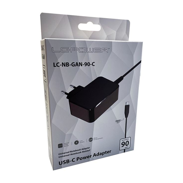 Adapter për Laptop LC-Power LC-NB-GAN-90-C / 90W / USB Type-C PD / GaN - Zezë - 4