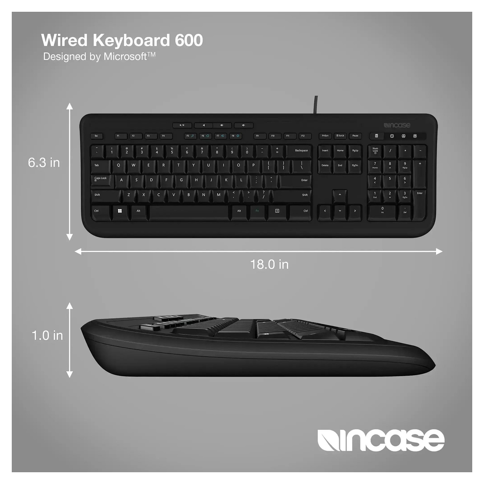 Tastierë me kabllo Incase Designed by Microsoft 600 / QWERTY - Zezë - 4