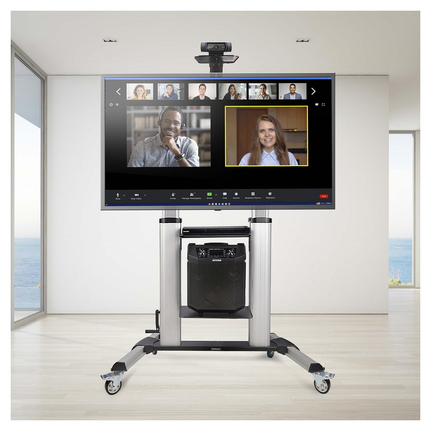 Mbajtëse për TV StarTech.com STNDMTV100, 60–100", deri 100kg, Karrocë Mobile, e rregullueshme, VESA deri 1000x600 - Zezë, Argjend - 13