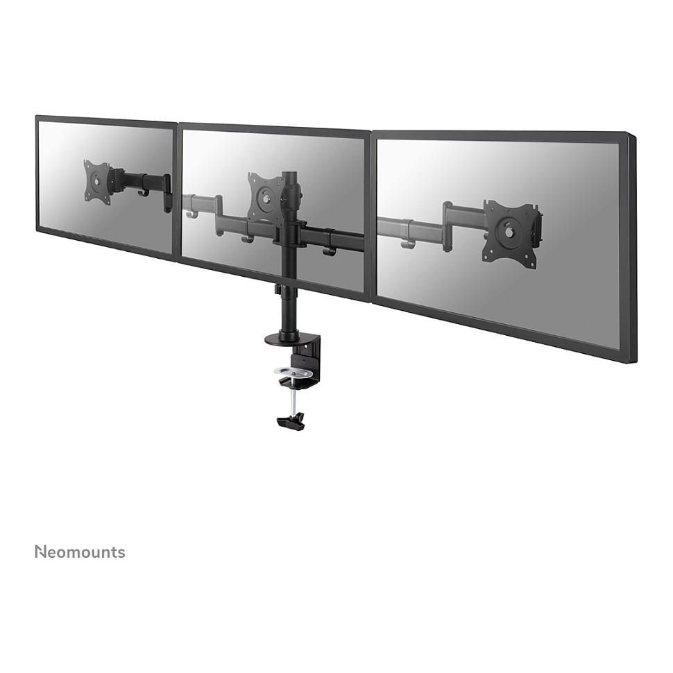 Mbajtëse për Monitor Neomounts NM-D135D3BLACK / 3 Monitorë / 10"-27" / 8kg për Monitor / Full Motion / Clamp-Grommet / Tilt 90° / Swivel 90° - Zezë